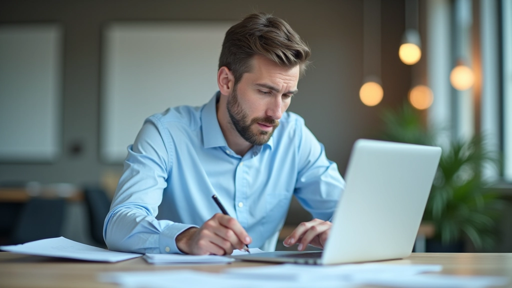 Petr Kučera pracující s analýzami energetických trhů, moderní kancelářské prostředí s grafy a dokumenty