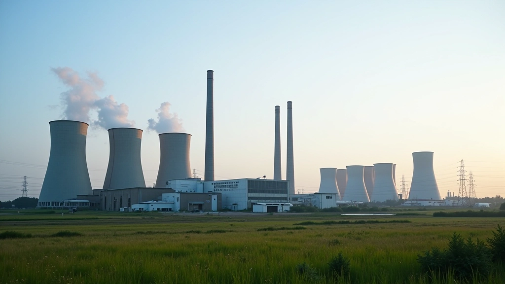 Moderní elektřárna na biomasu s kouřem a industriálními budovami